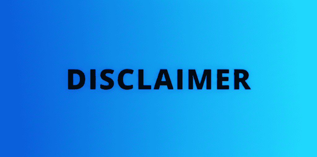 Important disclaimer text over a digital background